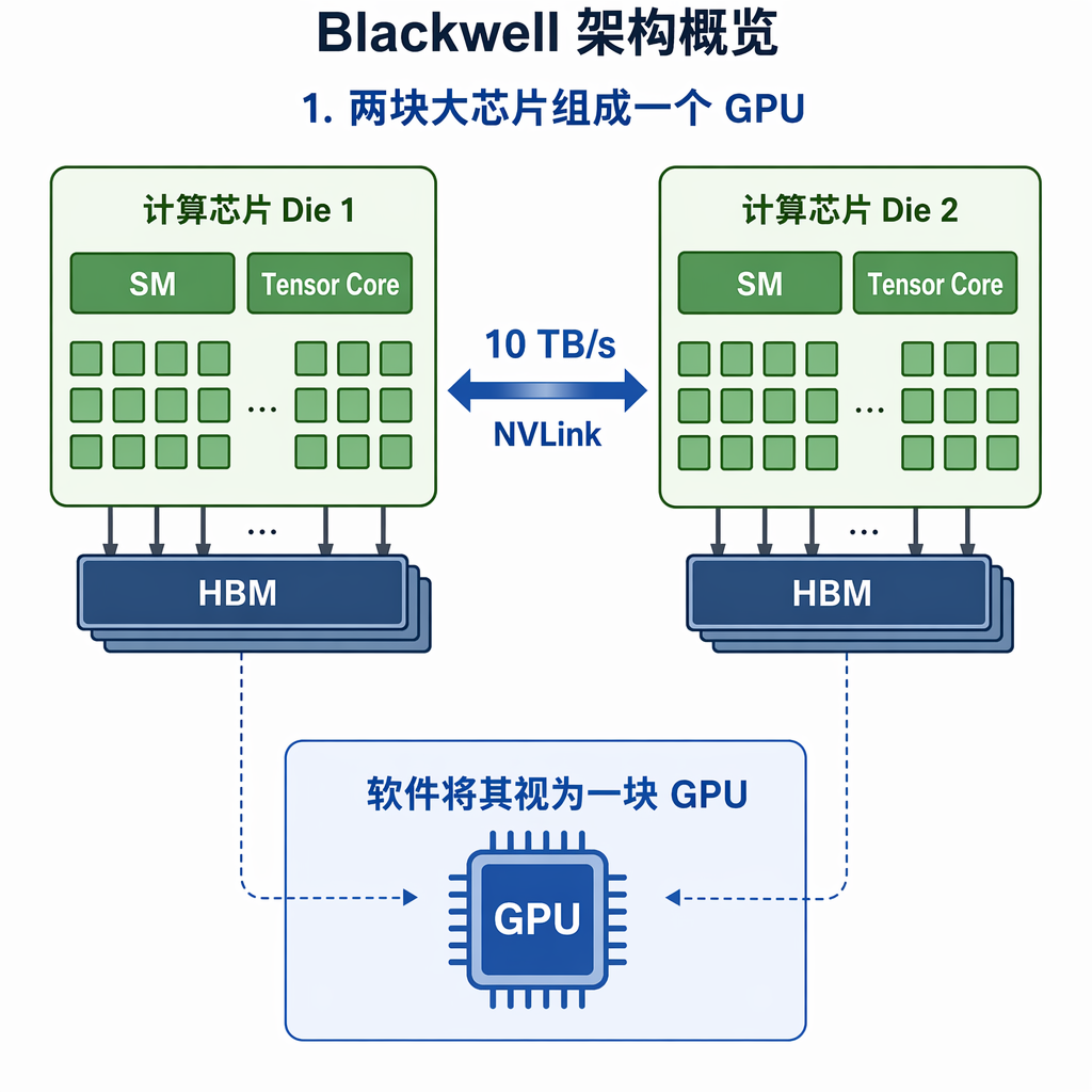 1. 两块大芯片组成一个 GPU