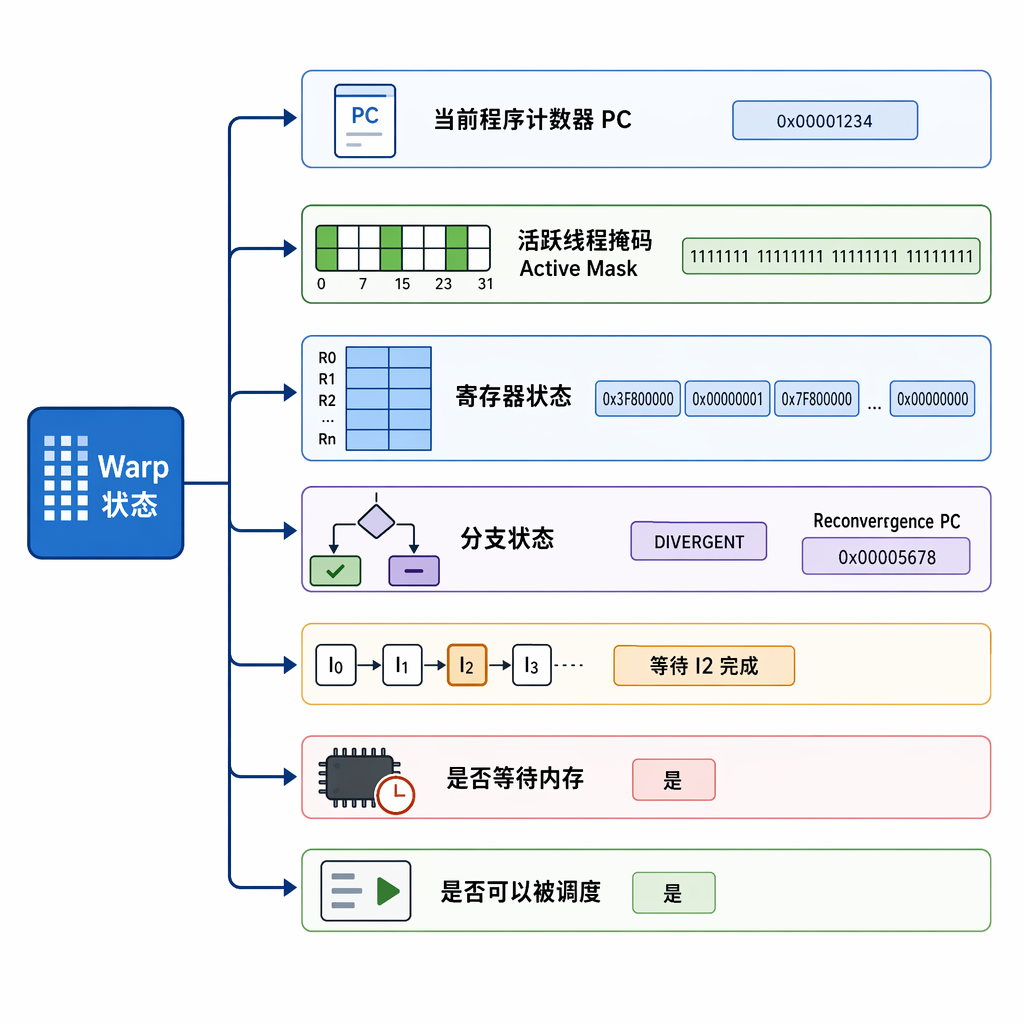 二、一个 Warp 包含哪些状态