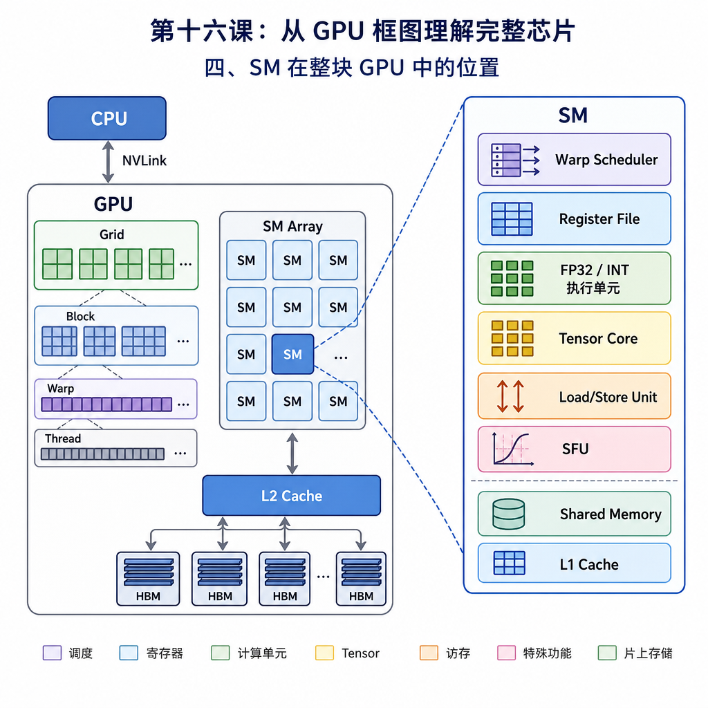 四、SM 在整块 GPU 中的位置